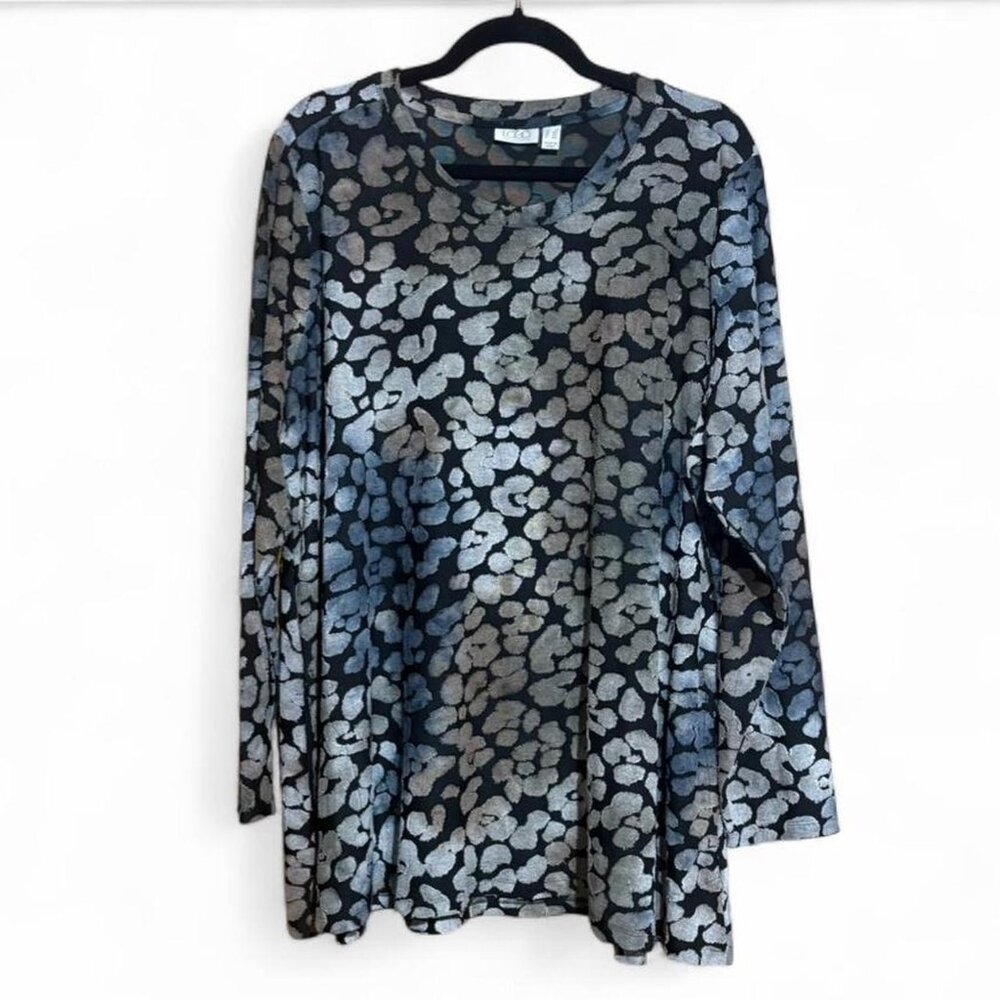 Logo Lori Goldstein plus size 2X Sally tunic long sleeve jacquard swing top
